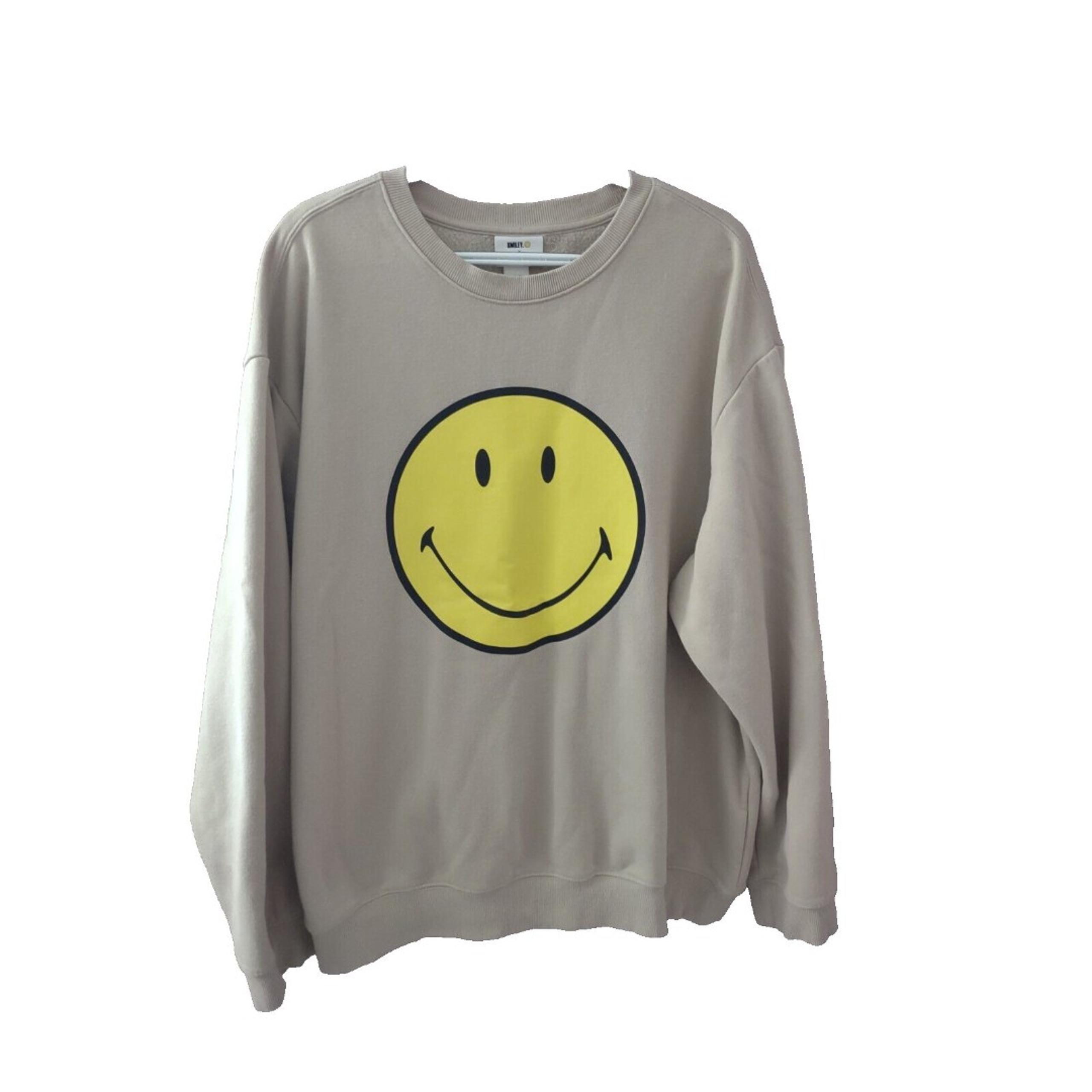 Smiley X H&M Men's Sweatshirt Beige Pullover Stay Smiley Size XL