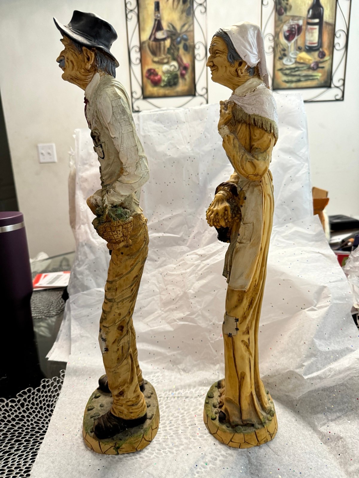 VTG Statues Old Woman And Elderly Man Figure Set Couple L Toni Italy Folk Art