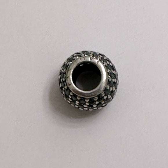 Retired Pandora Emerald Green Pave Lights Sterling Silver Charm