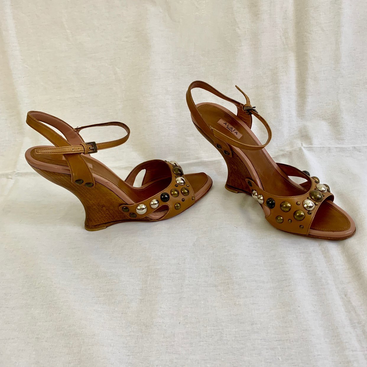 Alaia Open Toe Wooden Heels