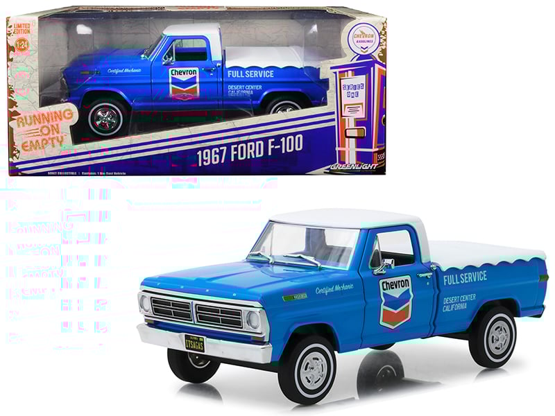 1967 Ford F-100 with Bed Cover Chevron Full Service Blue with White Top Runnin