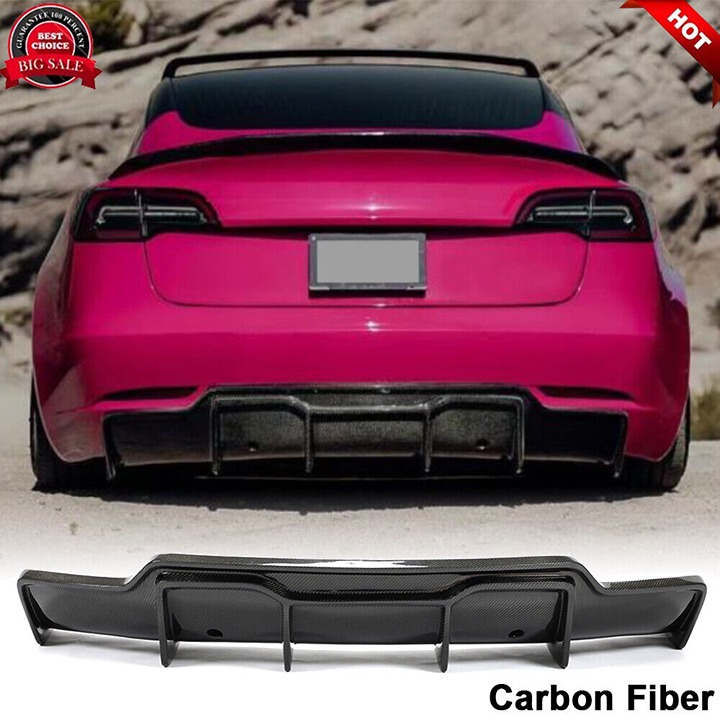 Brand New Tesla Model 3 2017-2023 Rear Lower Bumper Diffuser Real Carbon Fiber