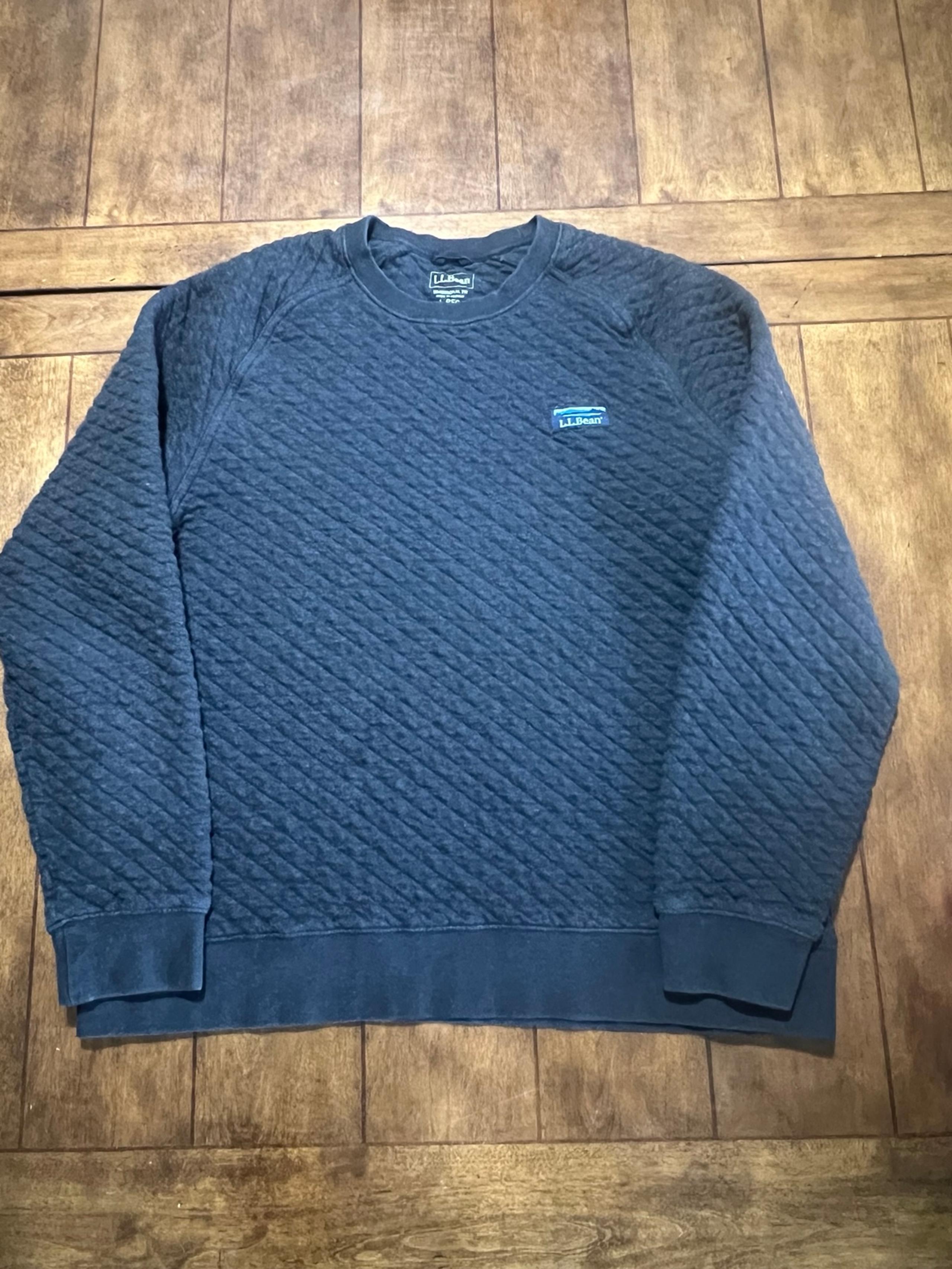L.L.Bean Quilted Crewneck Sweatshirt Pullover Casual Comfy Mens L Blemish