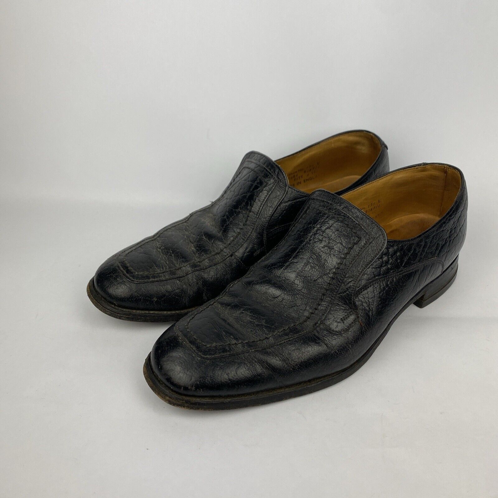 Stuart McGuire Men’s Loafers Sz 10.5 M Black Leather Textured Dress Shoes VTG