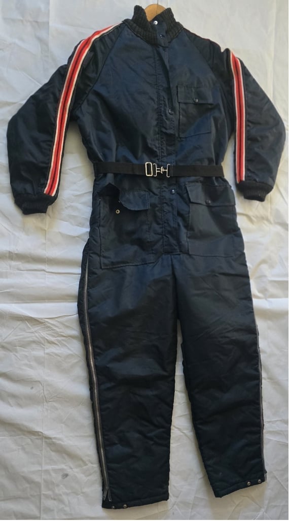 VINTAGE Montgomery Ward Snowmobile Monosuit Suit Navy Blue Ladies L Large Hood