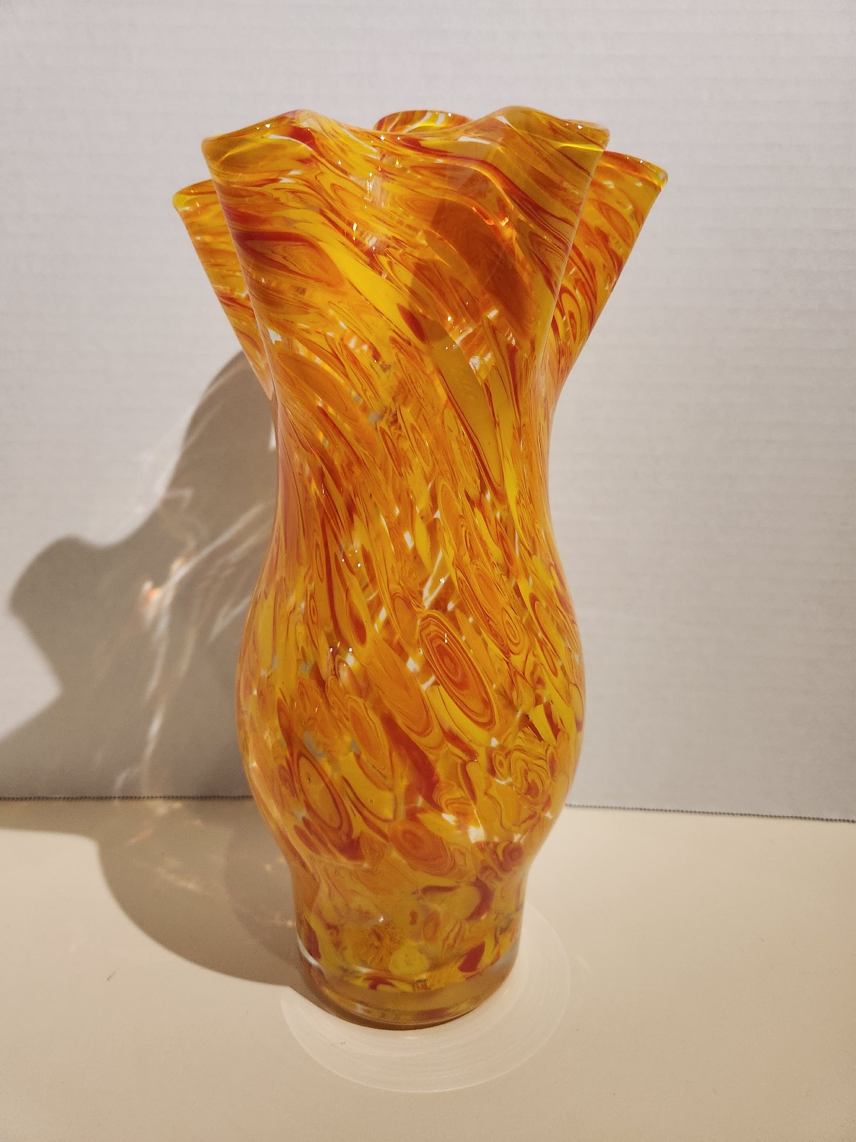Vintage Hand Blown Marble Glass Vase Murano Styled