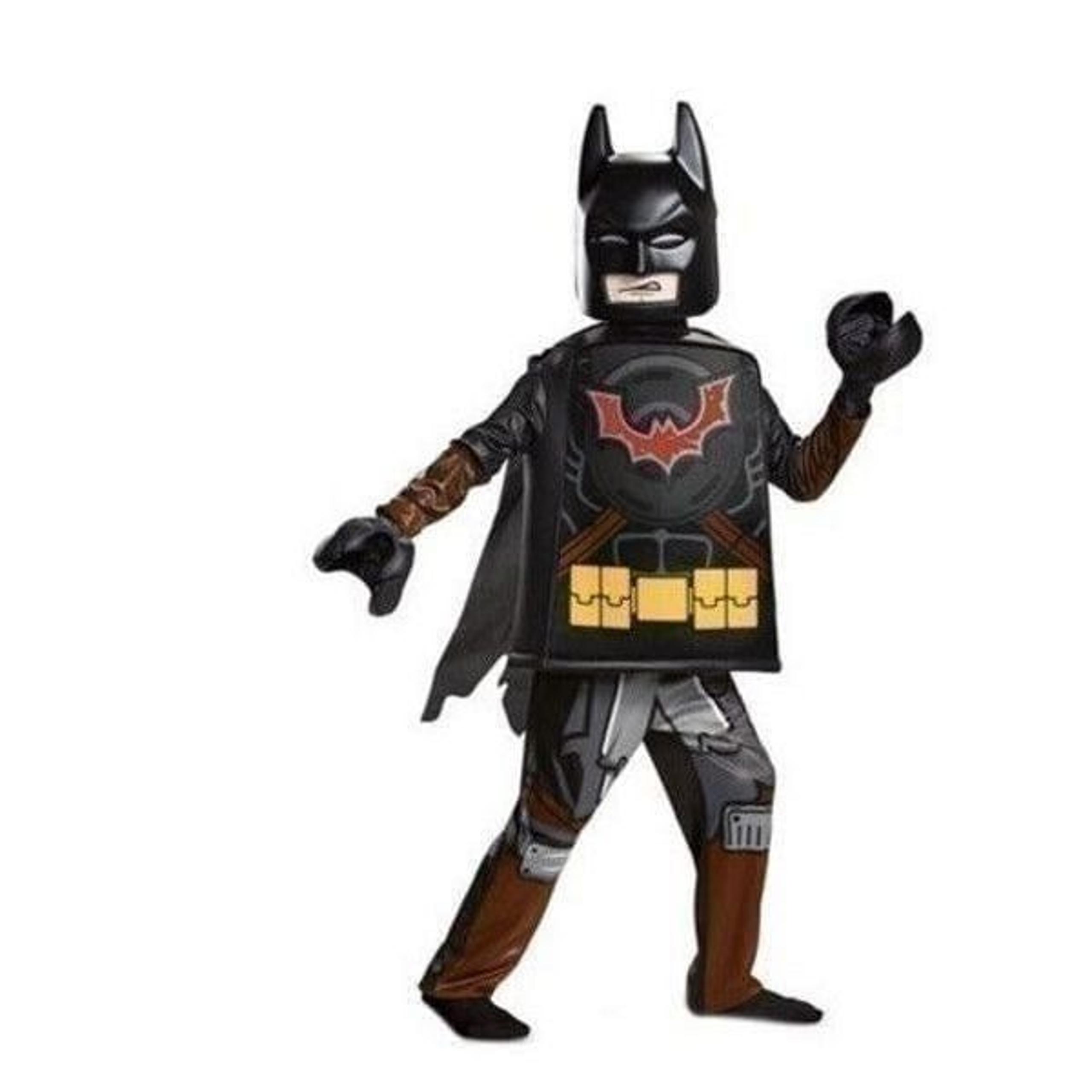 Lego Movie 2 Batman Costume Size Medium 7-8 Boys Black Halloween Mask Cape Glove