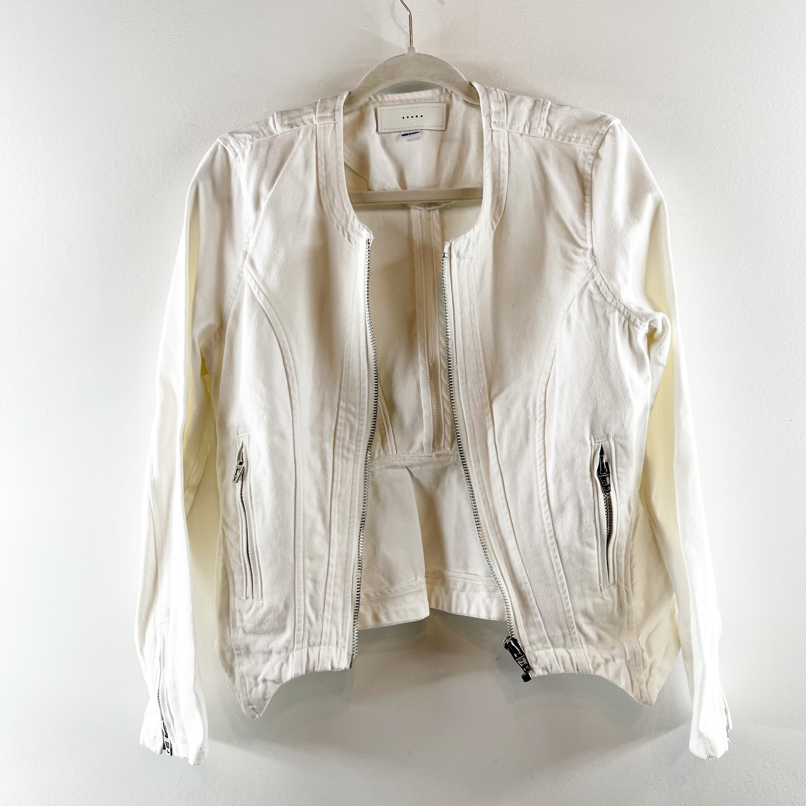 Blank NYC Part Time Lover Jean Cotton Denim Jacket White Small