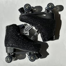 NEW ZARA Sz 10 glitter black roller skates Derby
