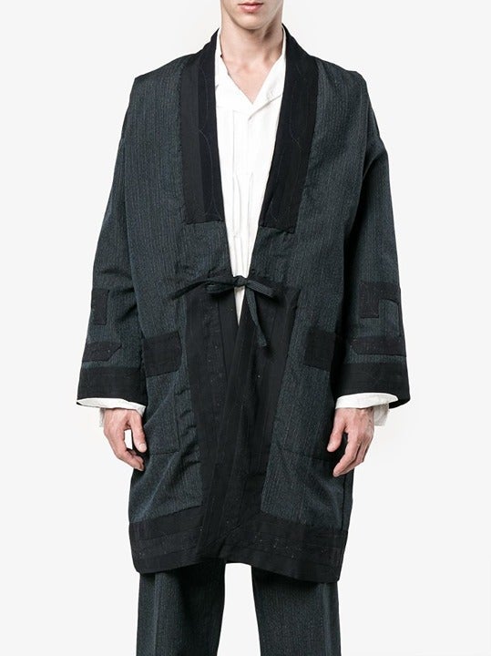 Visvim SS17 Ruunpe Kimono Coat Pinstripe Black size 1