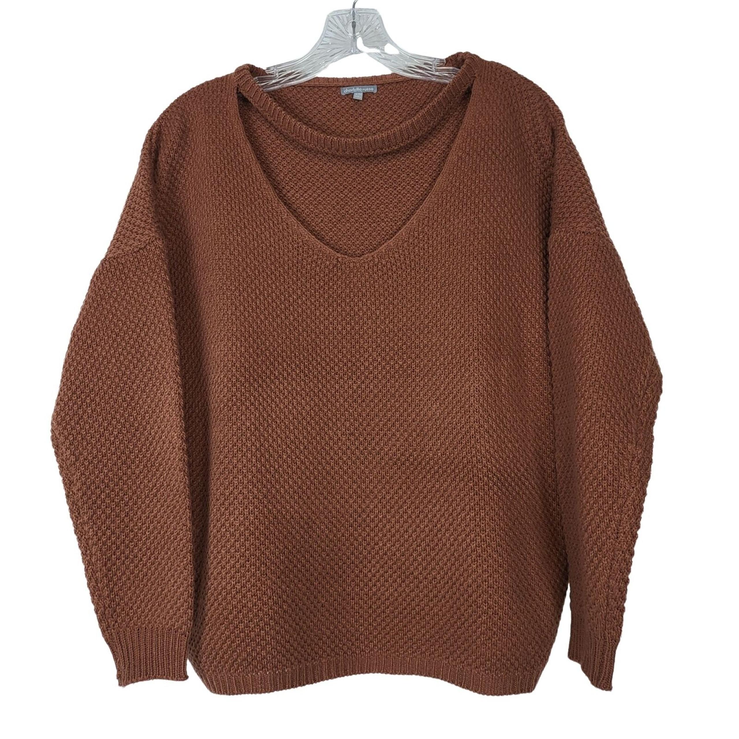 Charlotte Russe Chunky Sweater Women's Small Brown Scoop Neck Long Sleeve