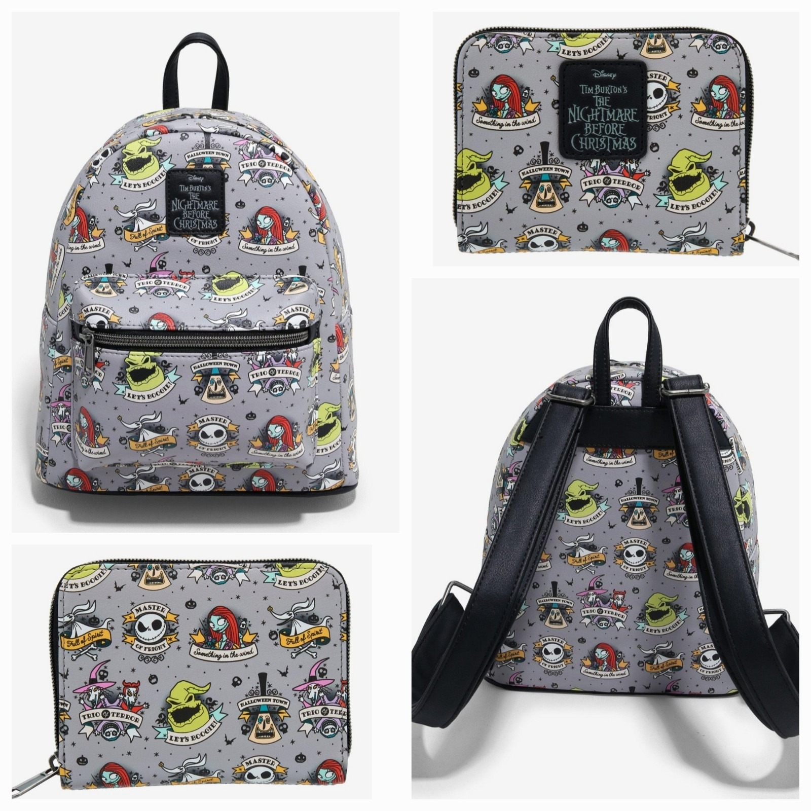 NEW! Loungefly Nightmare Before Christmas Tattoo Art AOP Backpack & Wallet SET!