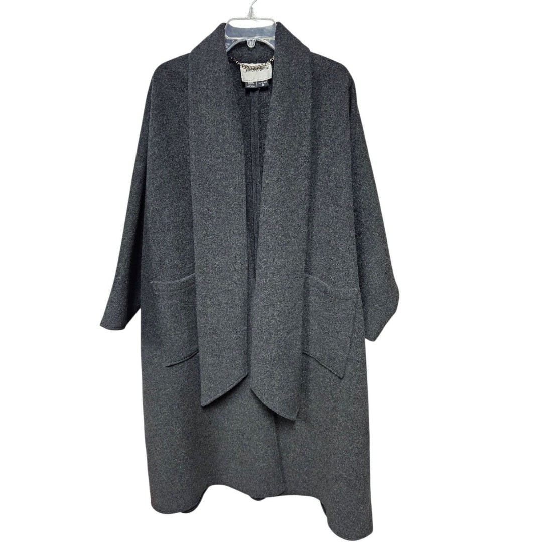 Saks Fifth Avenue Wool Oversized Coat 8 Kimono Drape Lagenlook Minimalist Cocoon