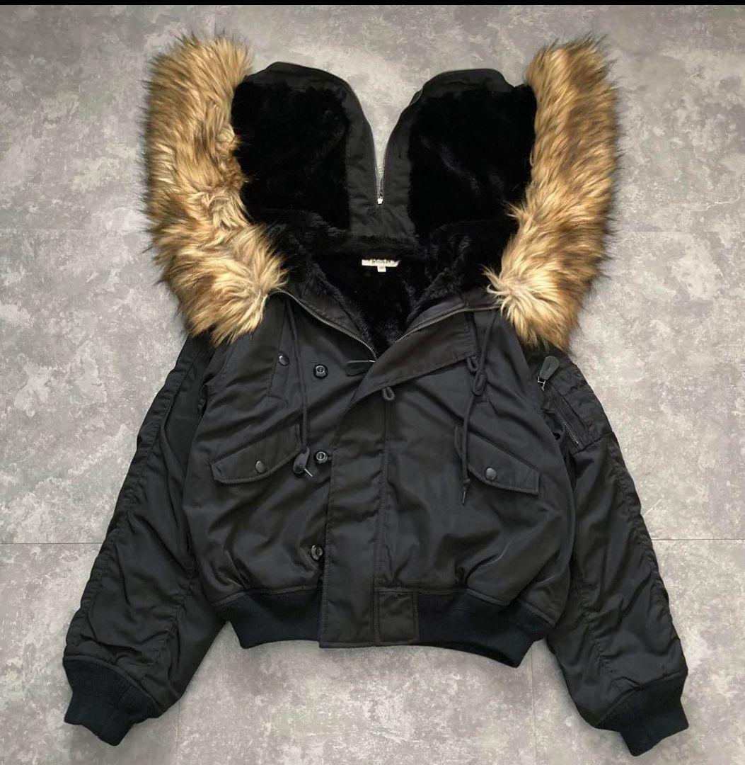 お歳暮 時期 Jacket Flight Fur N-2B Moussy MA-1 Military Black Cropped ジャケット・アウター