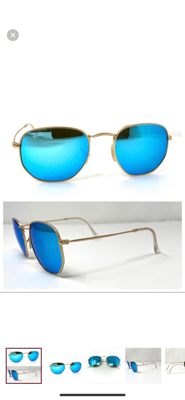 RAY BAN Sunglasses Hexagonal Blue, made in Italy