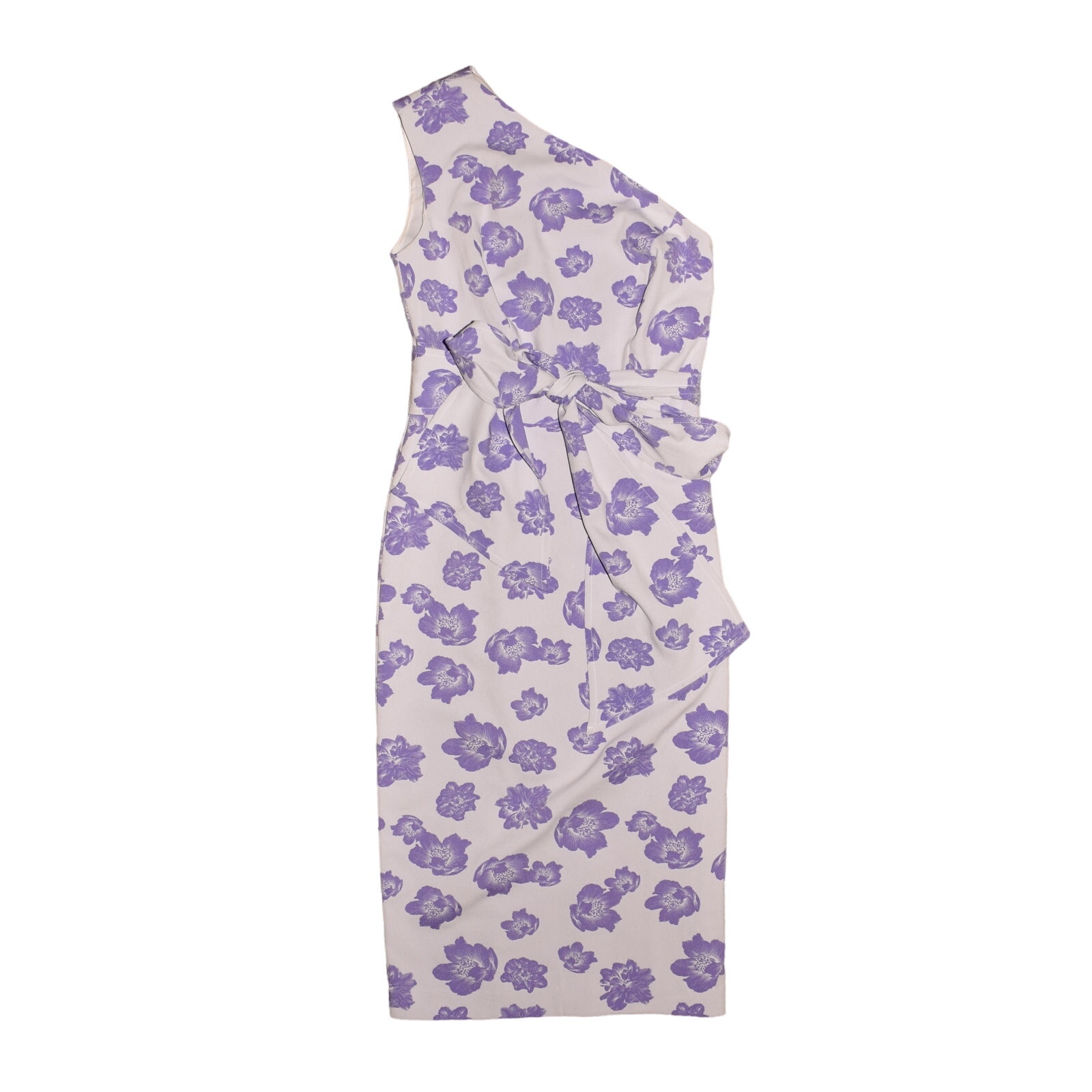 EVA MENDES NEW 80 NY & Co One-Shoulder Belted Floral Sheath Dress XS