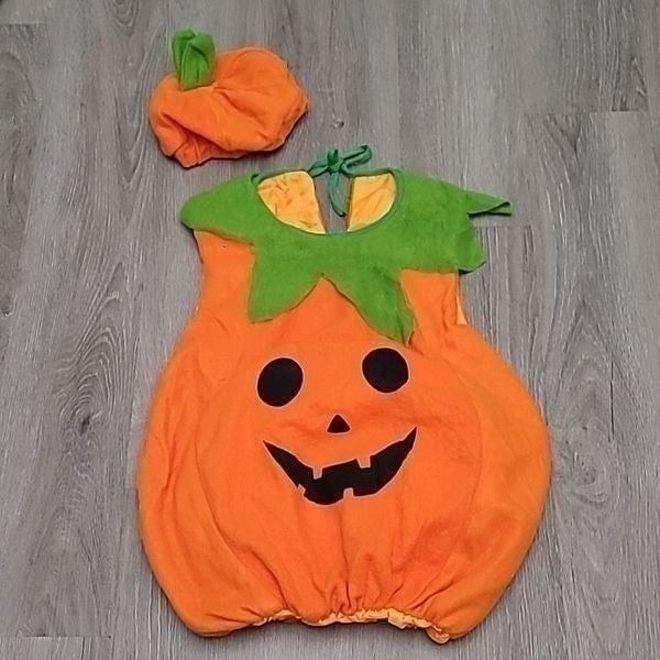 Vintage Felt Tieback Toddler Jack-o-lantern Halloween Costume