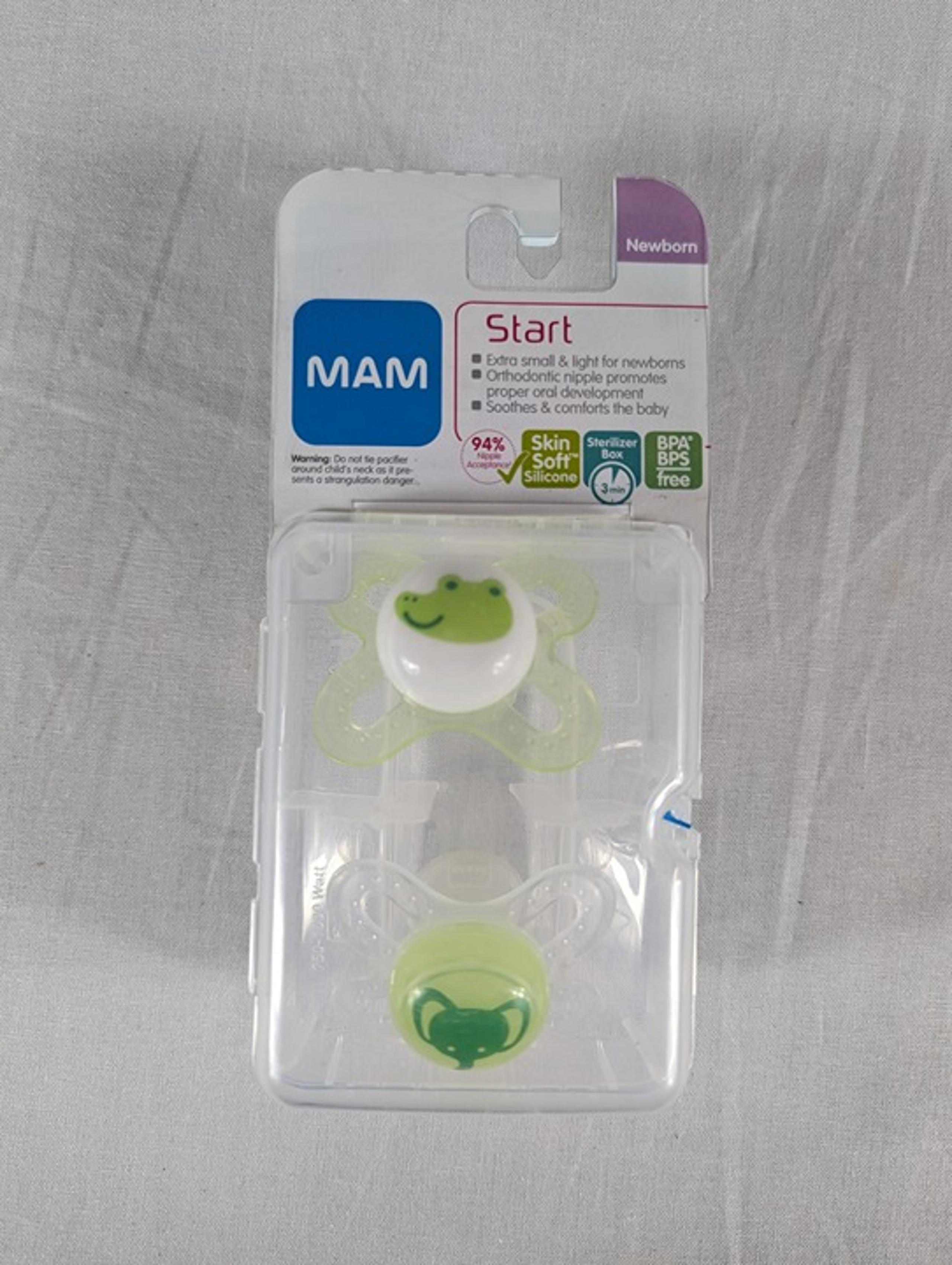 Mam Newborn Start Pacifiers Alligator Elephant Green Unisex Silicone NEW NIP