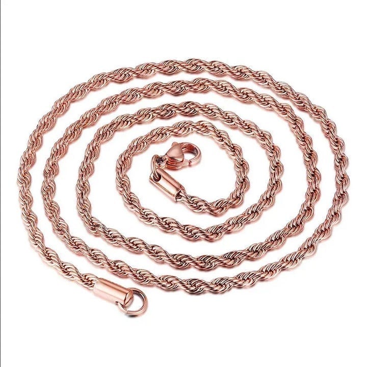 20 Womens 18K Rose Gold Rope Chain Necklace Braided Diamond Cut 18 K Jewelry