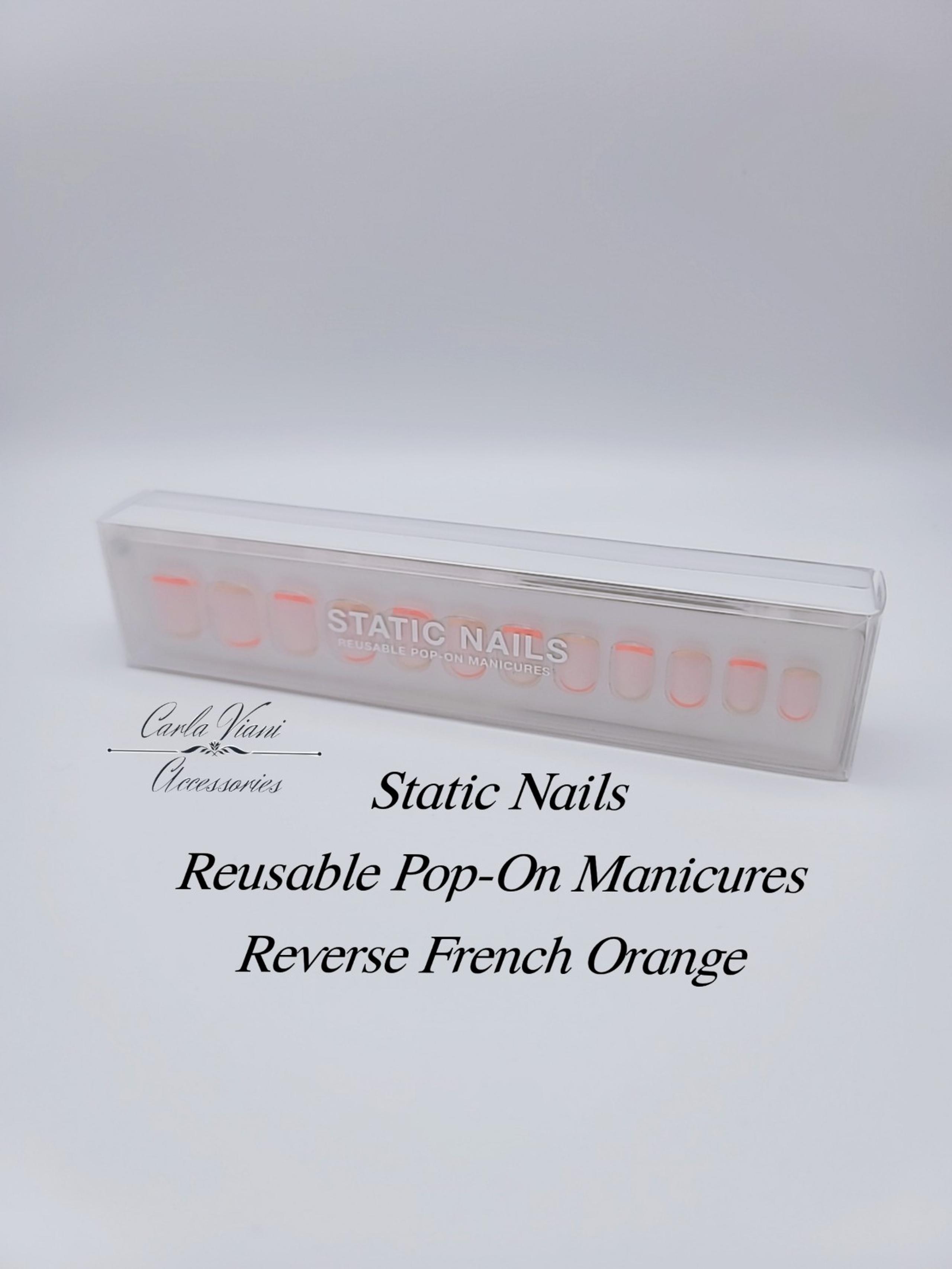 Static Nails Reusable Pop-On Manicures Square Reverse French Orange