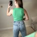 House of Harlow 1960: Green Ribbed Tank Bodysuit