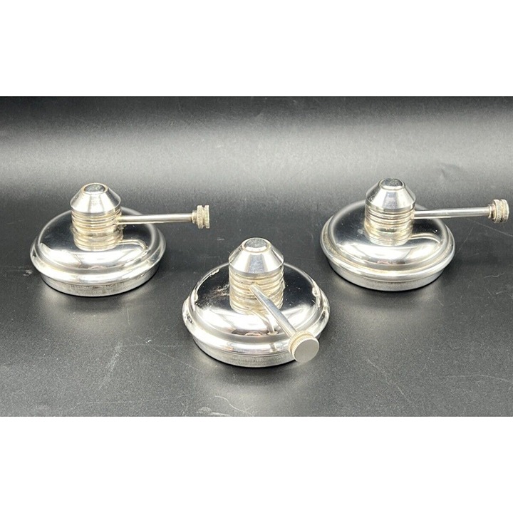 Set of 3 Antique Alcohol Methyl Jewelers Lamps Light Silverplate w/ Wicks