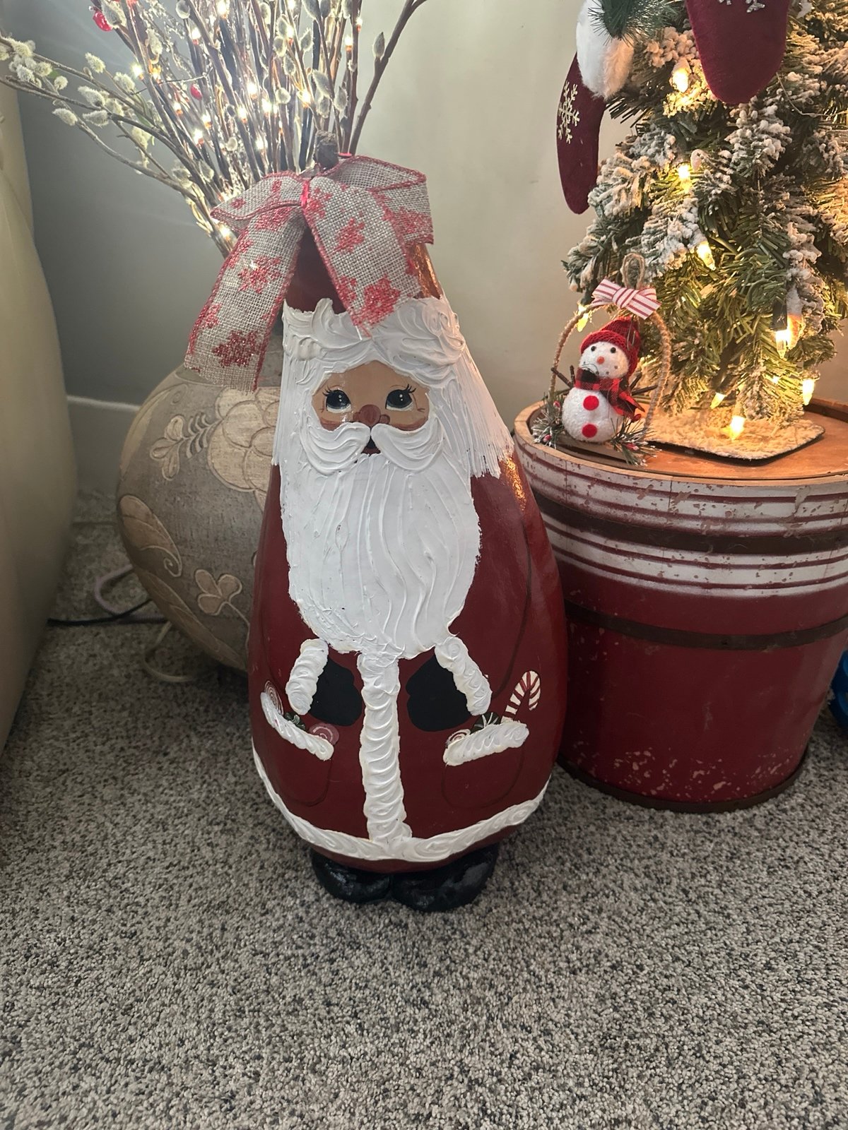 Hand-painted Santa Claus gourd, which is a popular folk art decoration for Gnome