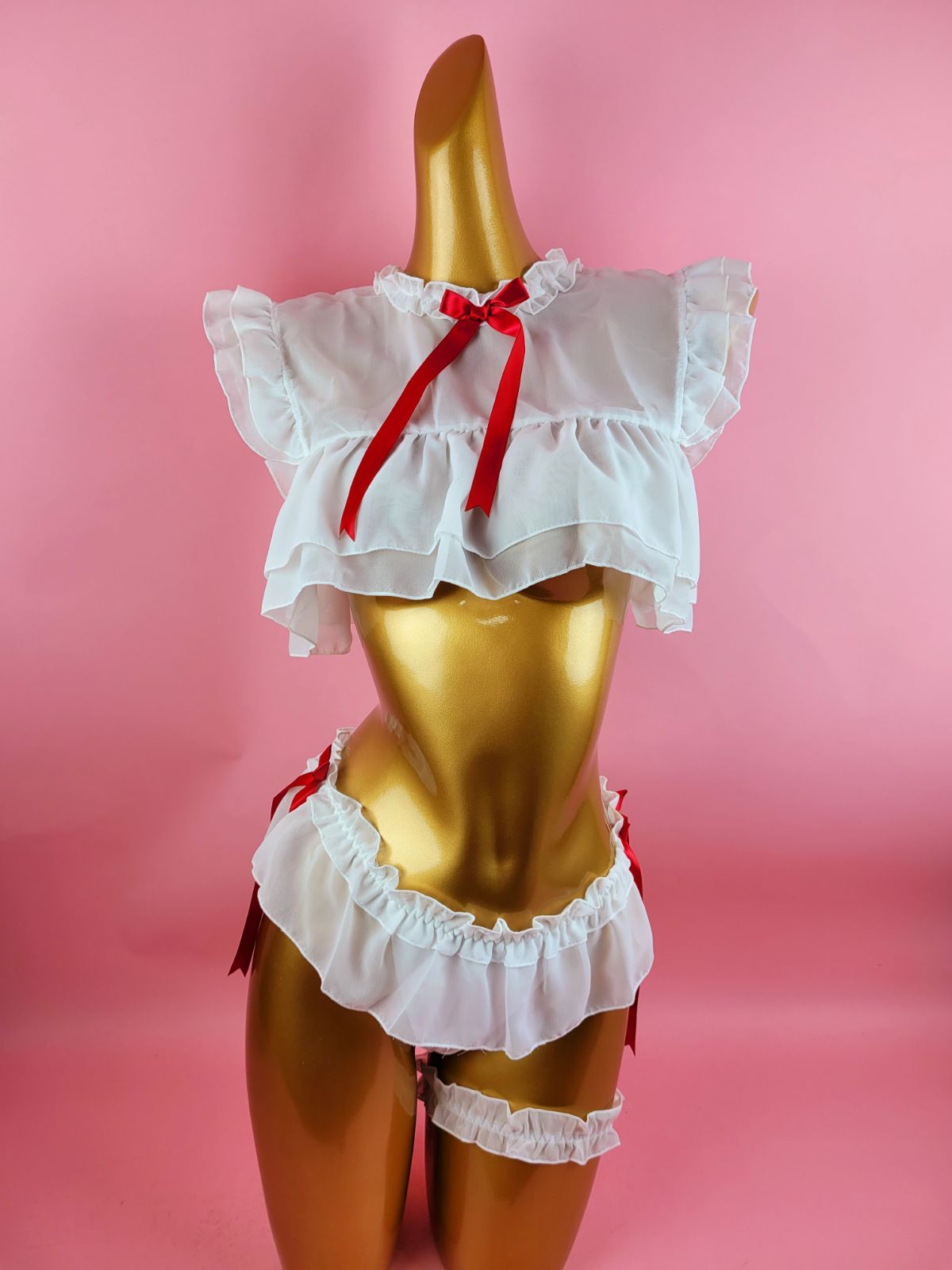 Babydoll Ruffle Trim Mesh Set