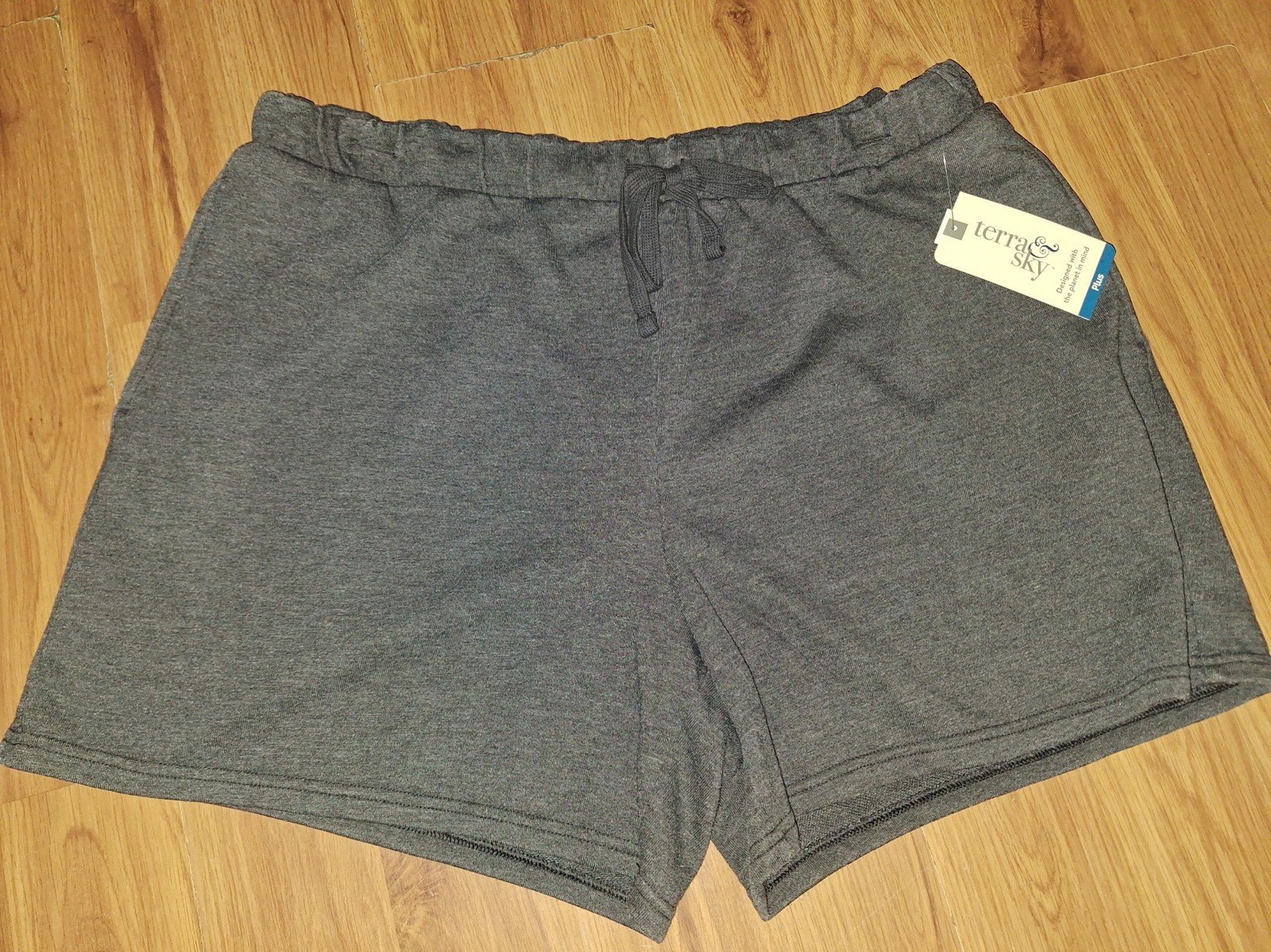 Terra & Sky Womens 1x(16W/18W) Knit Shorts Nwt Black Soot