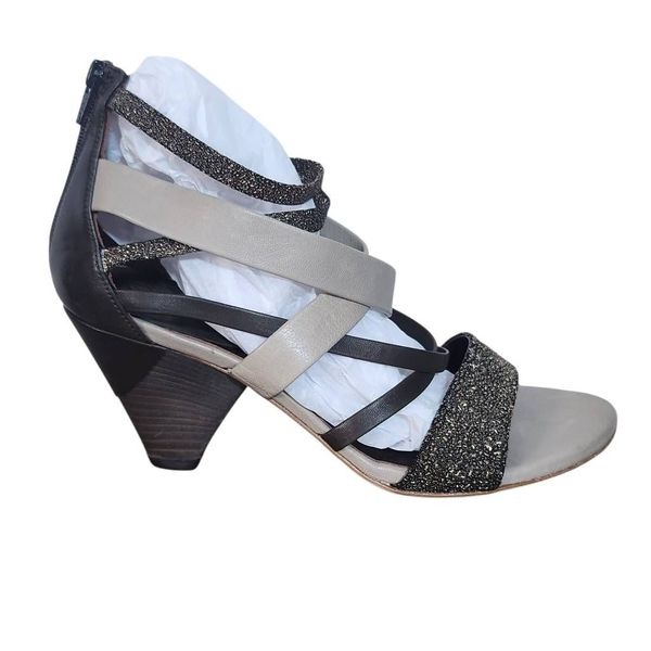 iXOS Brown Strappy Stacked Heel Size 38 Size 7.5 IXOS Vero Cuoio Italy Heels