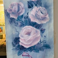 Pink Roses Handpainted Floral Painting Home Decor