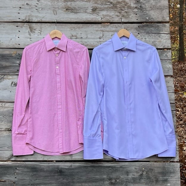 Charles Tyrwhitt Purple and Pink Non-Iron Slim Fit Button Down Dress Shirt 15/35