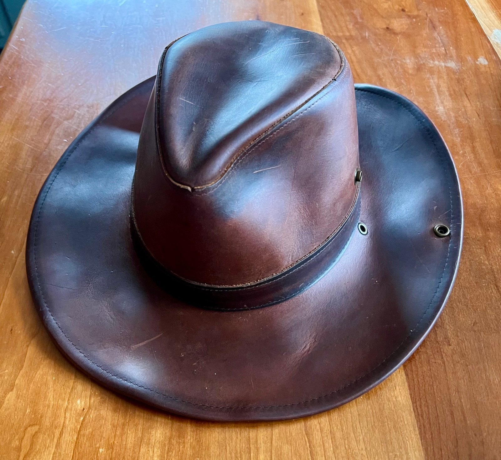 Henschel Hat Company Oiled Leather Aussie Fedora mountaineer western leather Hat
