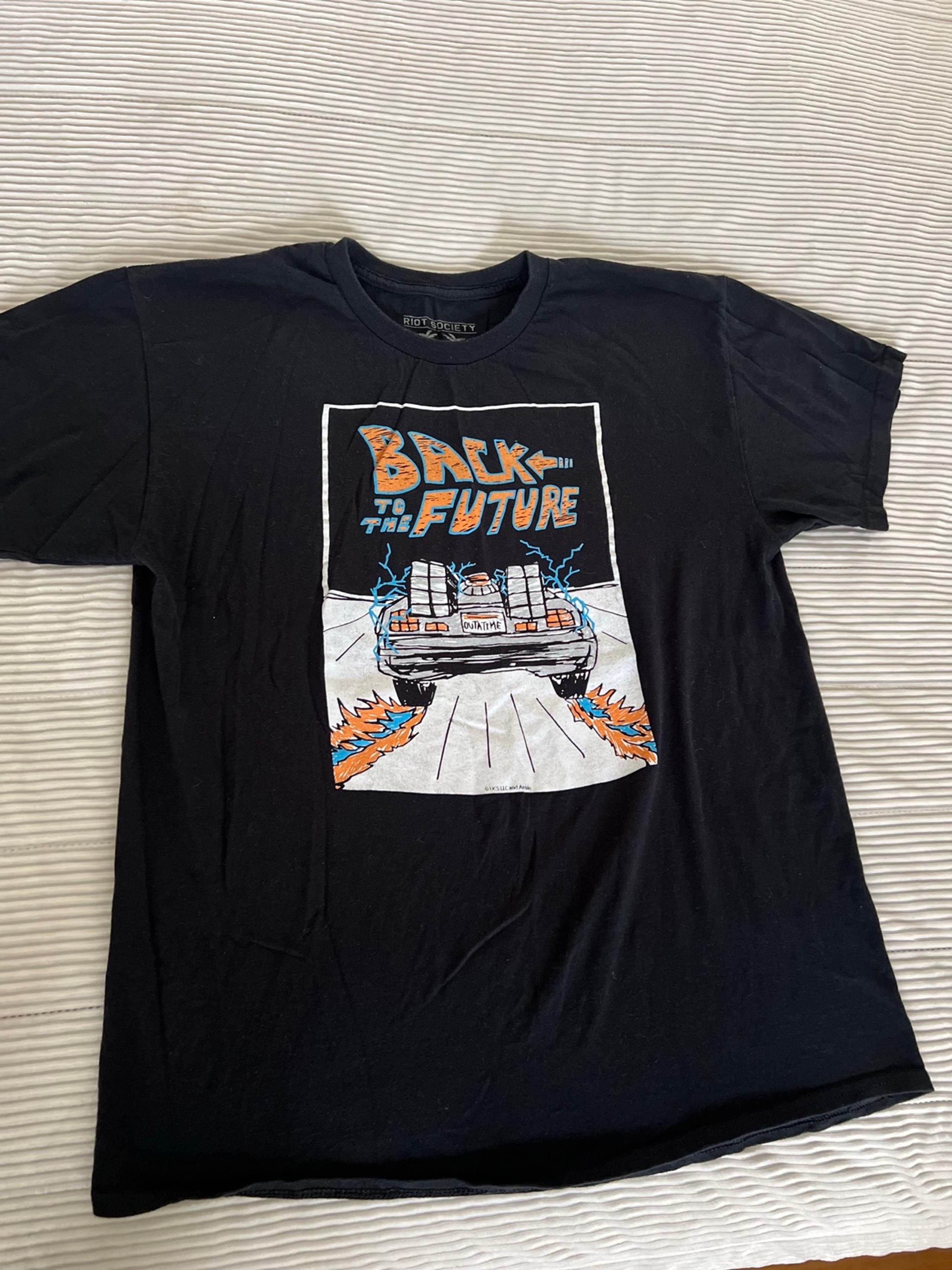 Riot Society Back To The Future T-Shirt Men’s Large Retro Grunge Black Delorean