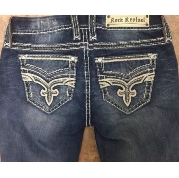 NWT ROCK REVIVAL BOOT CUT JEANS SIZE 27
