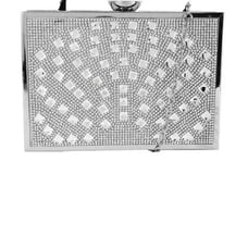 NEW INC Large Silver Rhinestone Clutch