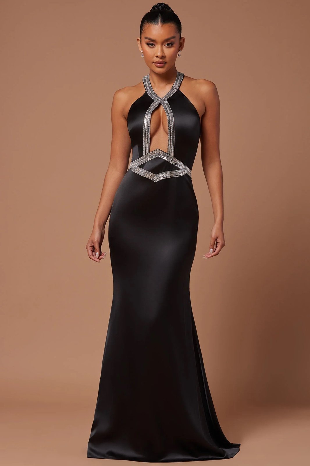 FASHION NOVA Marnee Satin Embellished Gown