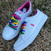 NEW Polo Ralph Lauren Elmwood size 7.5 Womens Pink Rainbow shoes