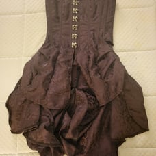 Purple brocade corset with bustle