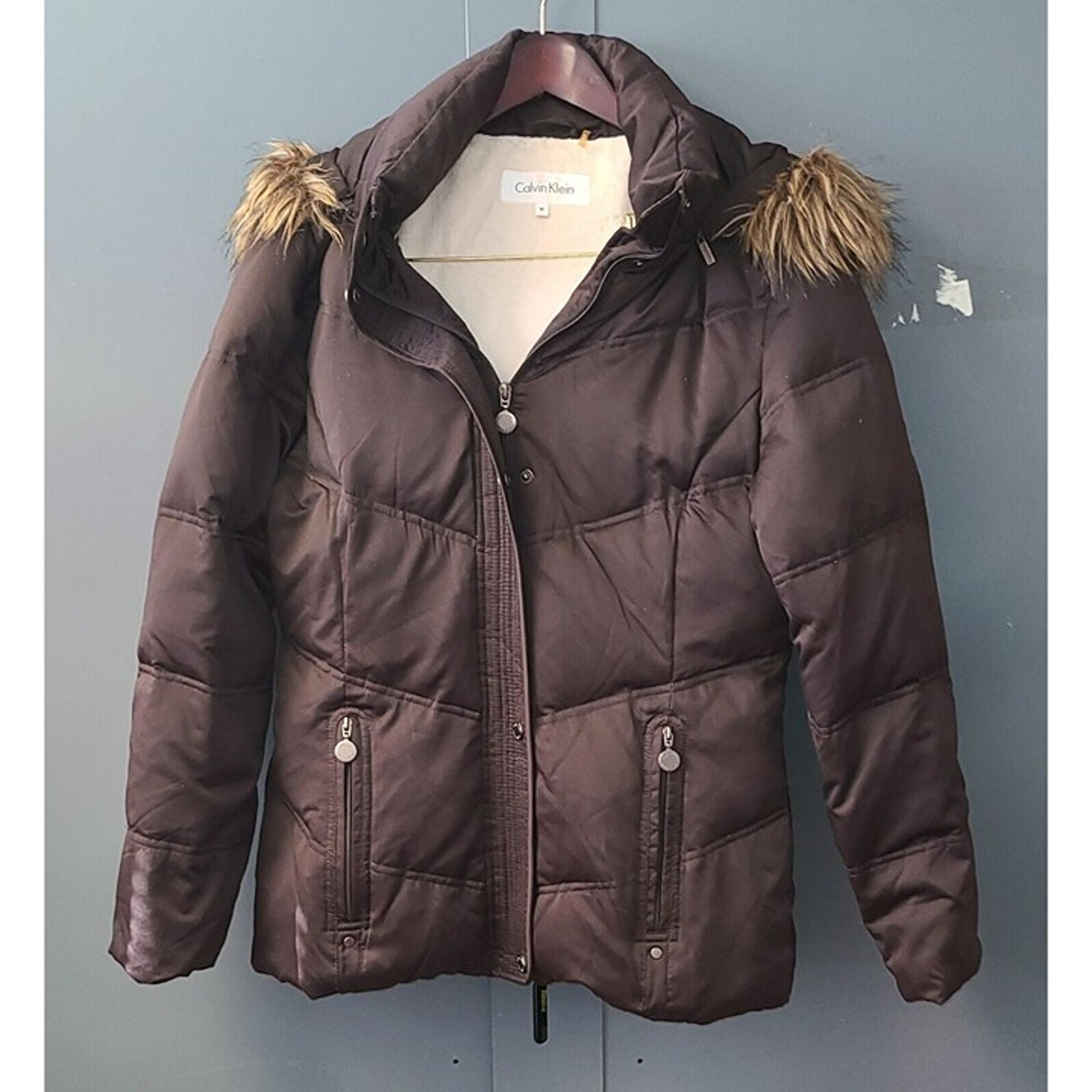 Calvin Klein Women's Medium Coat Duck Down Feather Puffer Jacket Removable Hood