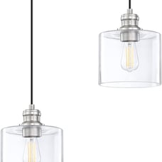 2 Pack Single Vintage Hanging Pendant Light Brushed Nickel Finish 6.5 Inches Han