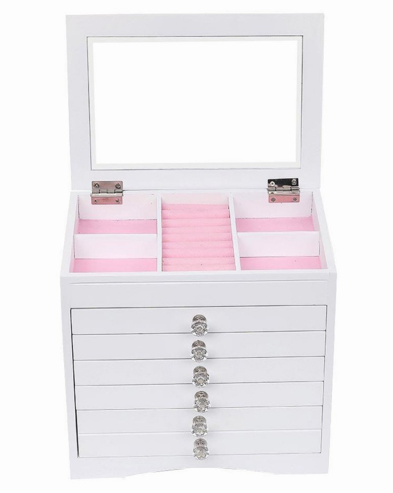 New Jewelry cabinet 2022,5-Drawer Wooden Jewelry Box, Mirrored Jewelry Storage