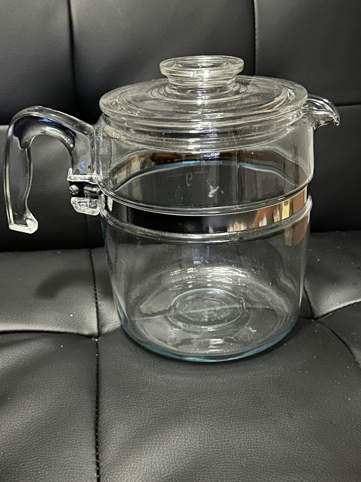 Vintage Pyrex 6 cup Flameware Glass Percolator/Coffee Maker 7756 Pot, Lid and Ha