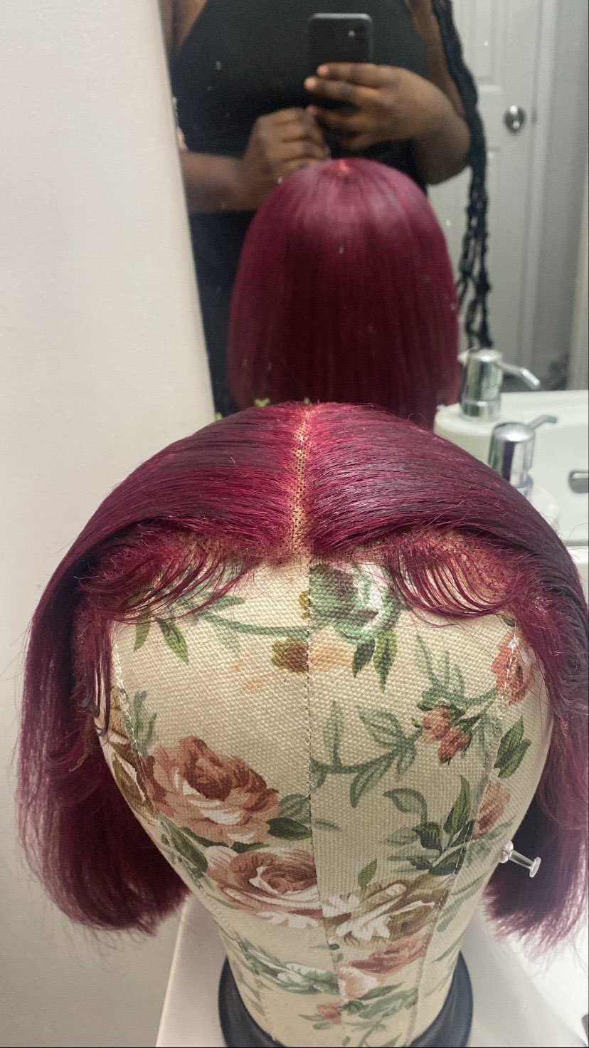 Burgundy lace front bob wig