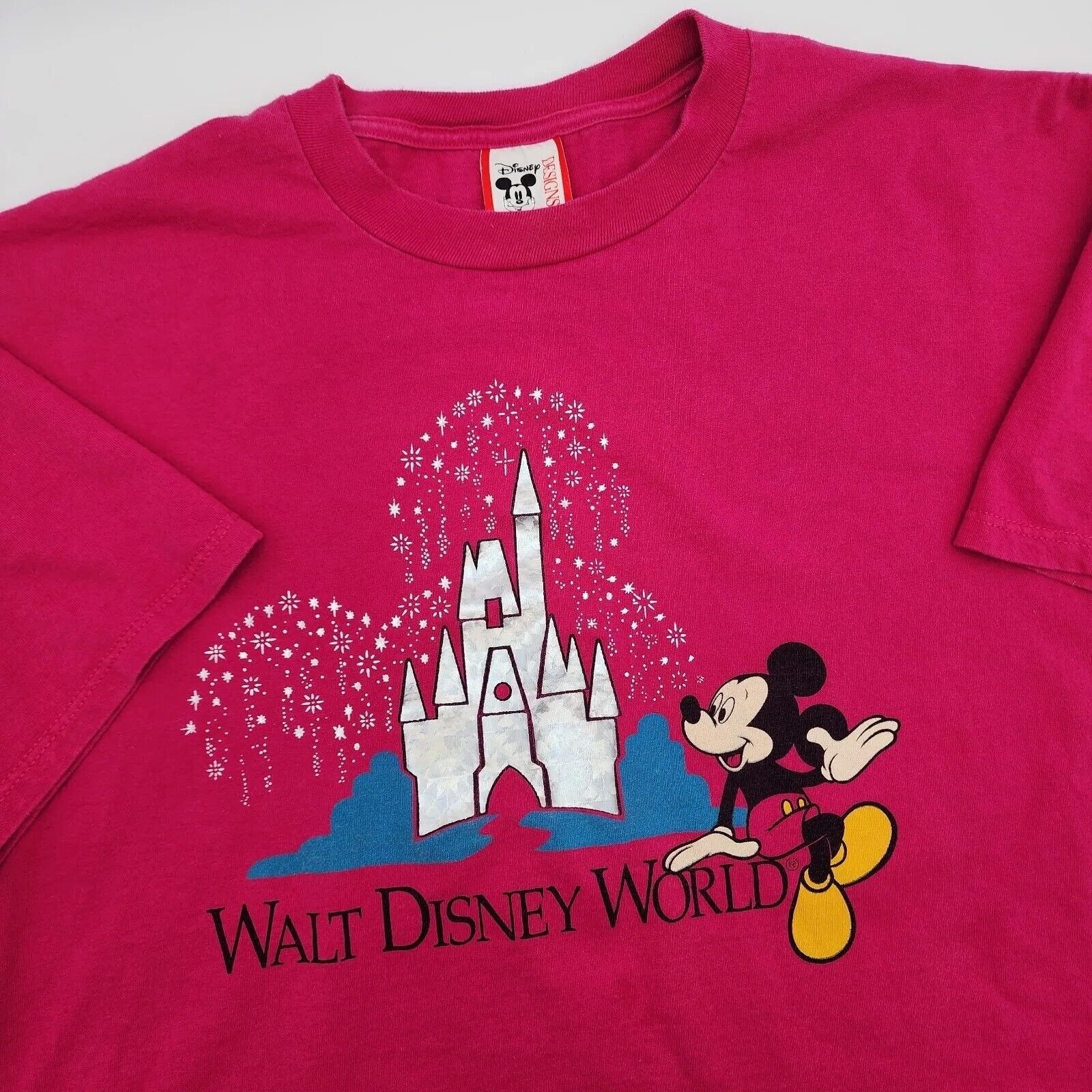 Vintage 90s Walt Disney World Minnie Mouse Men's OSFA T Shirt Pink USA Made READ