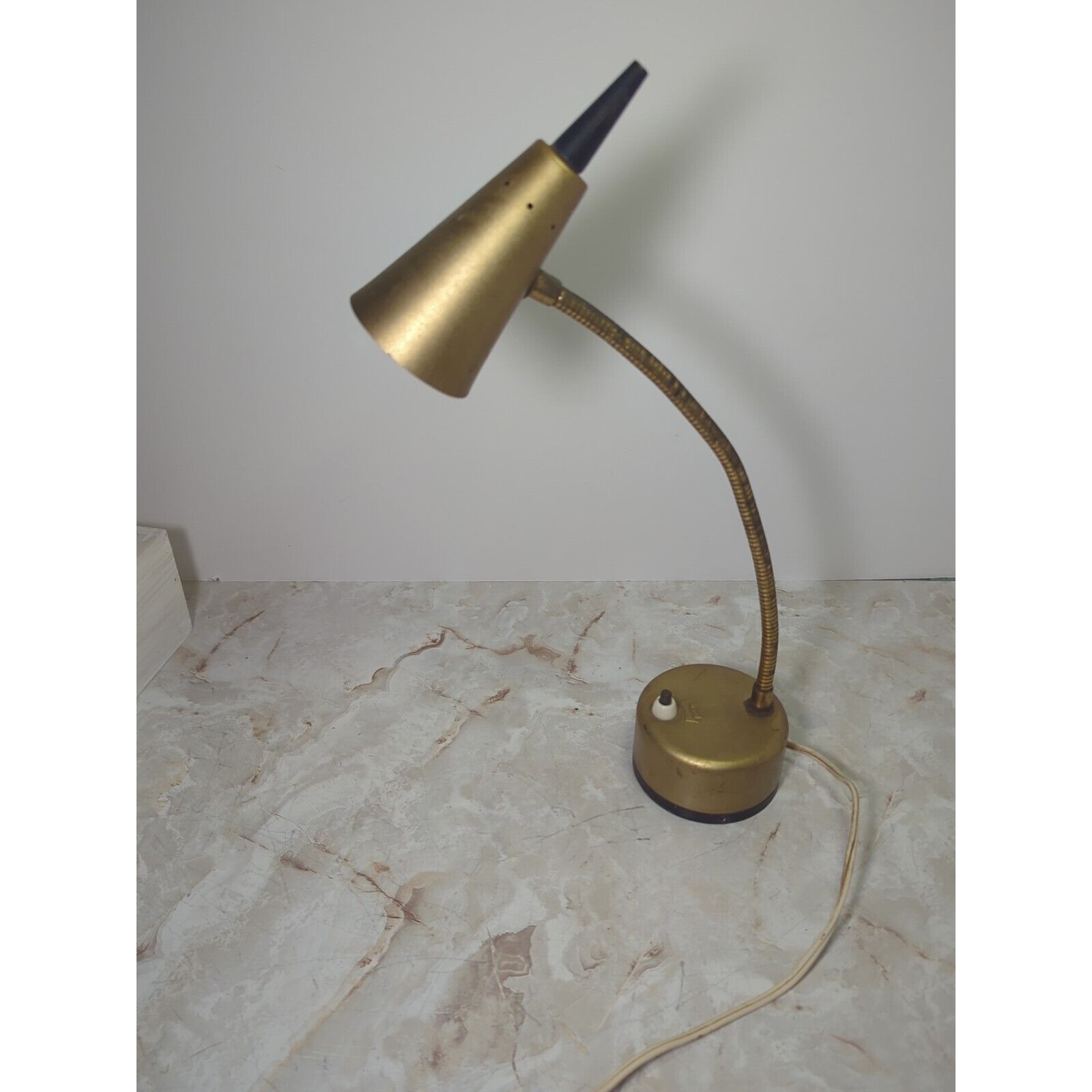 Mid Century Vintage Mobilette Gooseneck Desk Lamp Works!