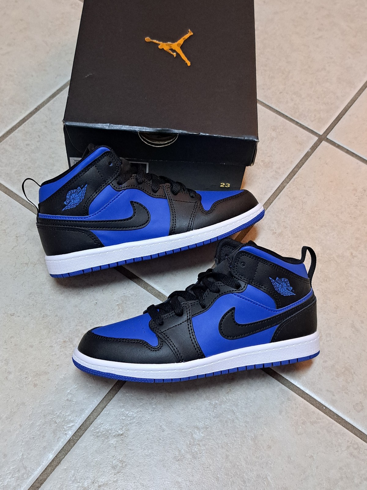 Jordan 1 Mid (PS) Black/Royal Blue-Black-White (DQ8424 042) - Kids Size 2.5Y