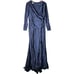 Cynthia & Sahar Long Sleeve Draped Stretch Satin Mermaid Dress Midnight XL CS102