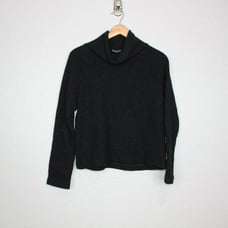 James Perse Black Wool Textured Mock Neck Sweater