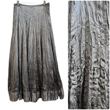 Soft Surroundings Taupe Crinkle Satin Shiny Lined Maxi Skirt Tall Size Large